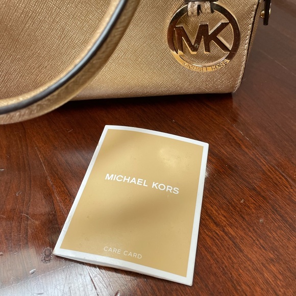 MK Gold Metallic Crossbody Purse Pocketbook - Picture 9 of 13